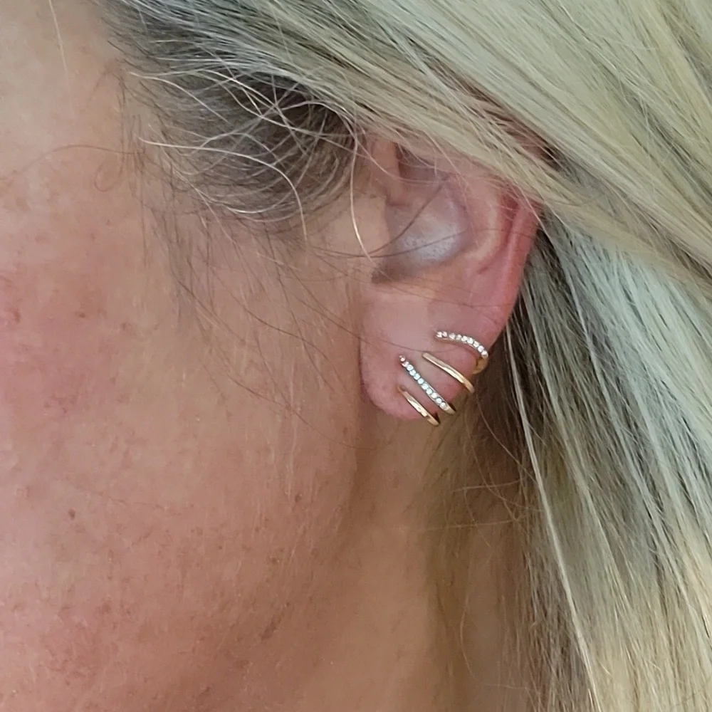SPARKLE HUGGIE CLAW EARRINGS, Choice of Color - Picture 1 of 5